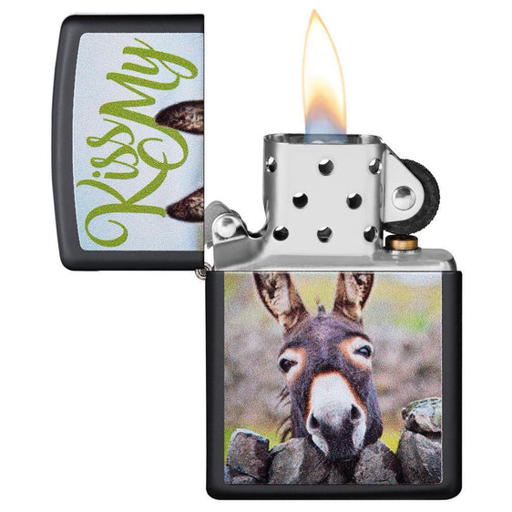Zippo Lighter - Kiss My Donkey Black Matte