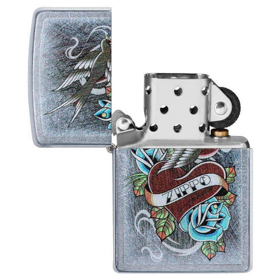 Zippo Lighter - Vintage Tattoo Street Chrome