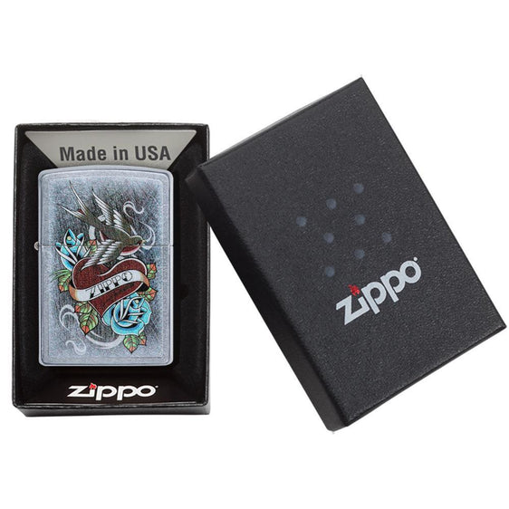 Zippo Lighter - Vintage Tattoo Street Chrome