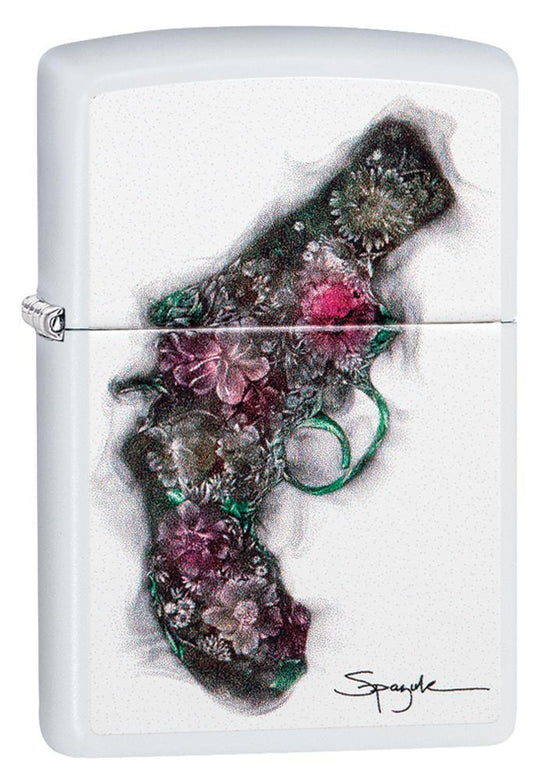Zippo Lighter - Spazuk Floral Gun Soot