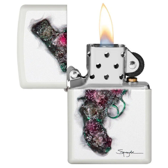 Zippo Lighter - Spazuk Floral Gun Soot