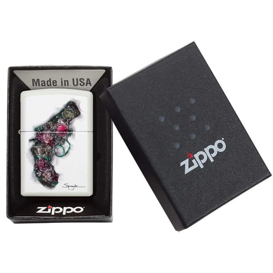 Zippo Lighter - Spazuk Floral Gun Soot