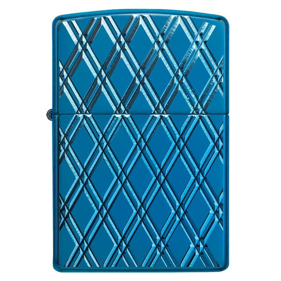 Zippo Lighter - Diamonded Carved High Polish Blue - Lighter USA