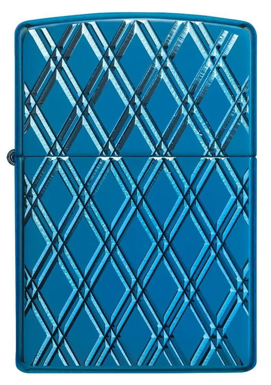 Zippo Lighter - Diamonded Carved High Polish Blue