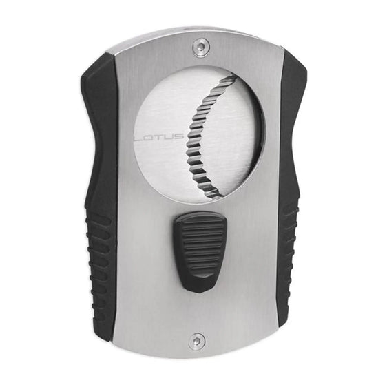 Lotus Barracuda Serrated 80-Ring Gauge Cigar Cutter - Brushed Chrome & Black