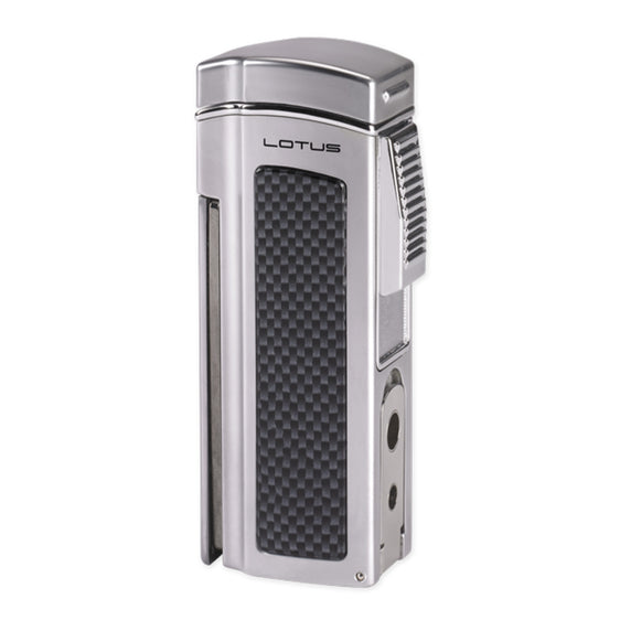 Lotus Dominator Quad Torch Table Lighter - Black Matte Lighter Lotus Nickel Satin  