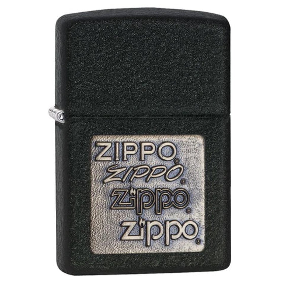 Zippo Lighter - Black Crackle Gold Zippo Logo - Lighter USA