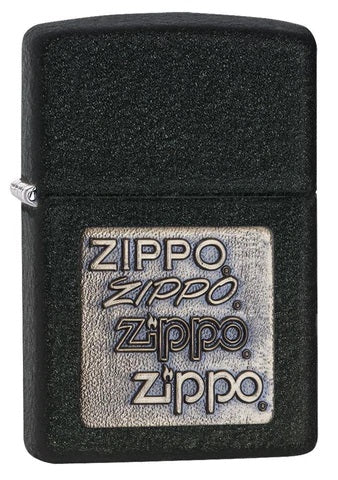 Zippo Lighter - Black Crackle Gold Zippo Logo