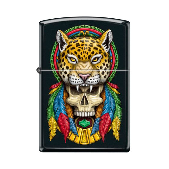 Zippo Lighter - Headdress Cheetah Skull