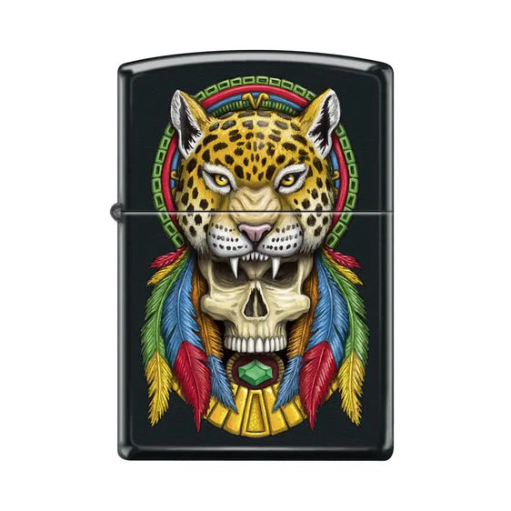 Zippo Lighter - Headdress Cheetah Skull