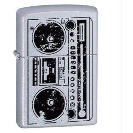 Zippo Lighter - Boombox Satin Chrome - Lighter USA
