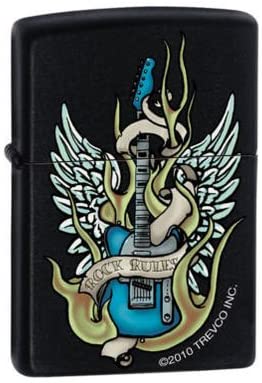 Zippo Lighter - Rock Rules Winged Guitar