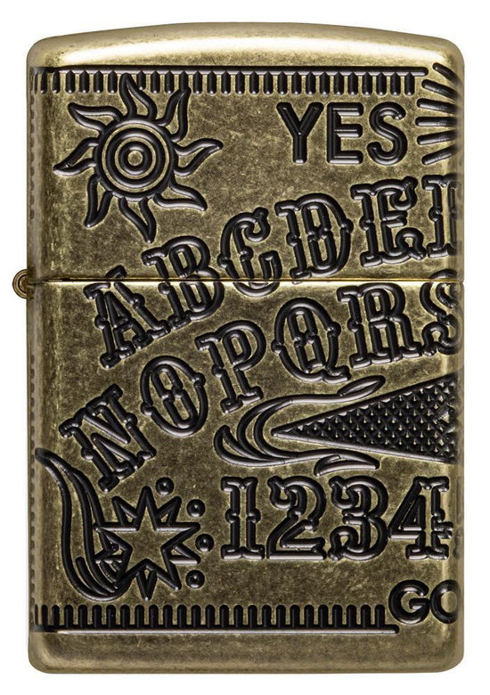 Zippo Lighter - Ouija Board Design Antique Brass