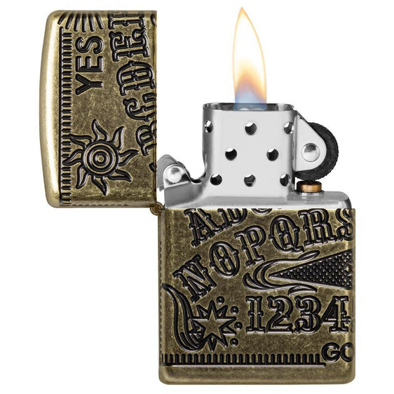 Zippo Lighter - Ouija Board Design Antique Brass