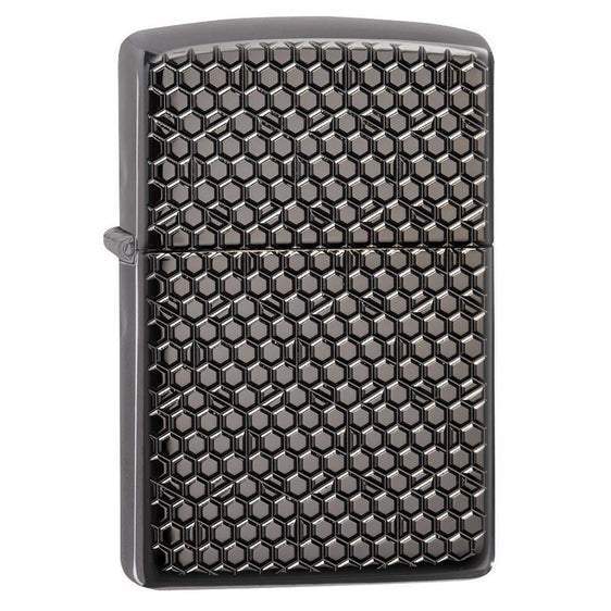 Zippo Lighter - Hexagon Deep Carve Black Ice - Lighter USA