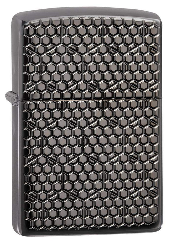 Zippo Lighter - Hexagon Deep Carve Black Ice