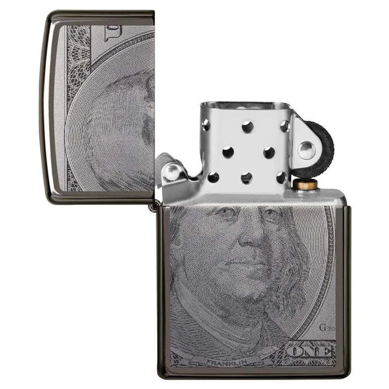 Zippo Lighter - "It's all about the Benjamin's, baby" Black Ice