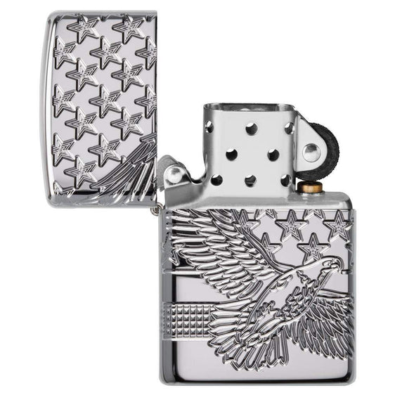 Zippo Lighter - Patriotic Eagle w/ Stars Design