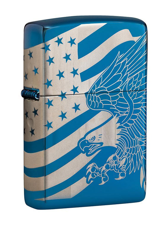 Zippo Lighter - Patriotic MultiCut High Polish Blue