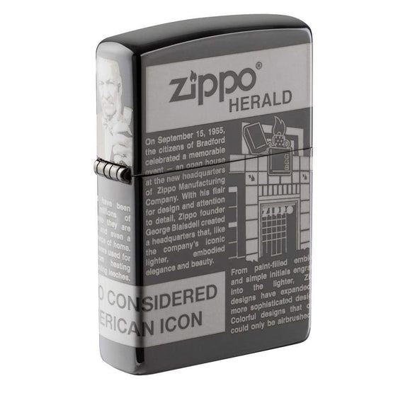 Zippo Lighter - Newsprint MultiCut Black Ice