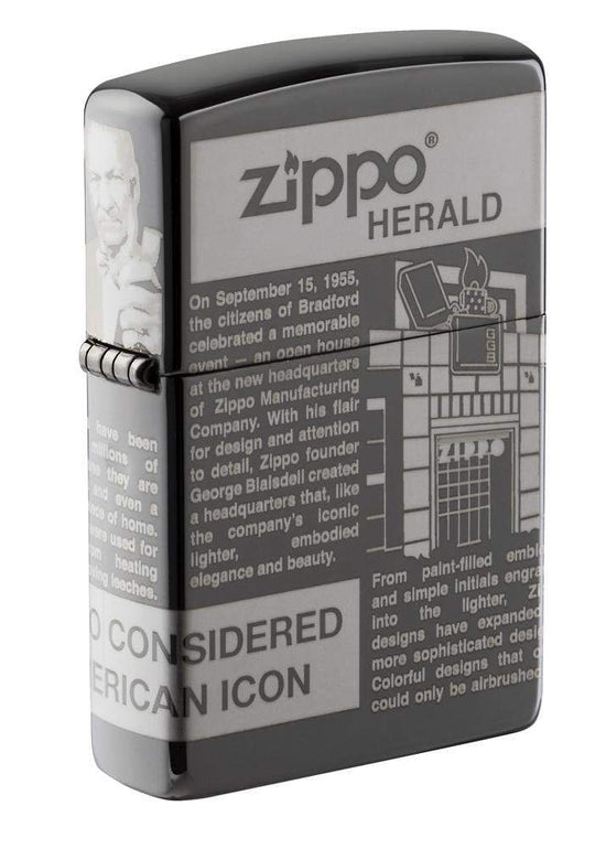 Zippo Lighter - Newsprint MultiCut Black Ice