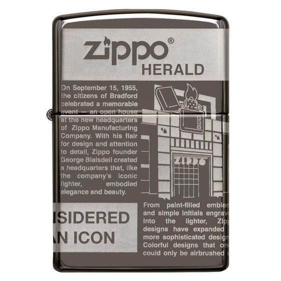 Zippo Lighter - Newsprint MultiCut Black Ice