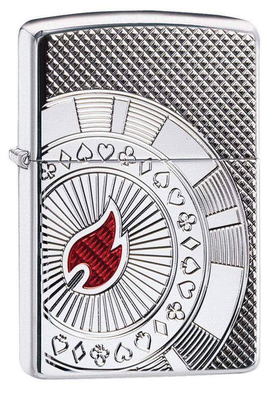Zippo Lighter - Armor Poker Chip High Polish Chrome