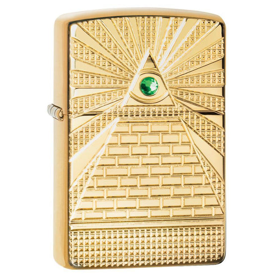 Zippo Lighter - Eye of Providence Brass High Polish Armor