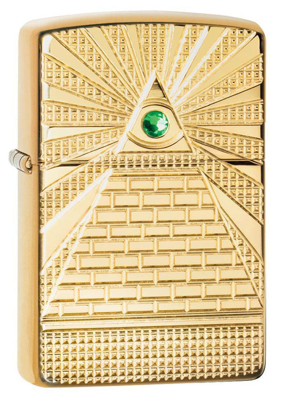 Zippo Lighter - Eye of Providence Brass High Polish Armor