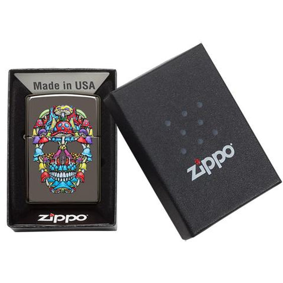 Zippo Lighter - Multi-Colored Mushroom Skull - Lighter USA