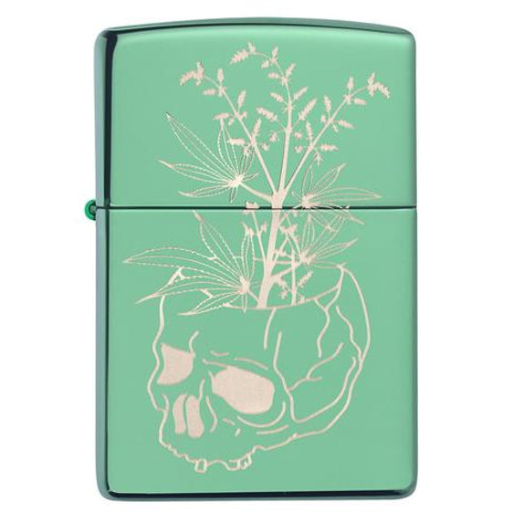 Zippo Lighter - Botanical Skull Design