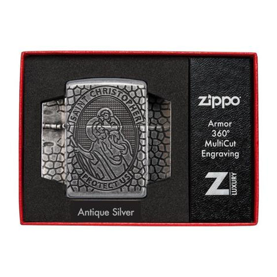 Zippo Lighter - Armor® St. Christopher Metal Design