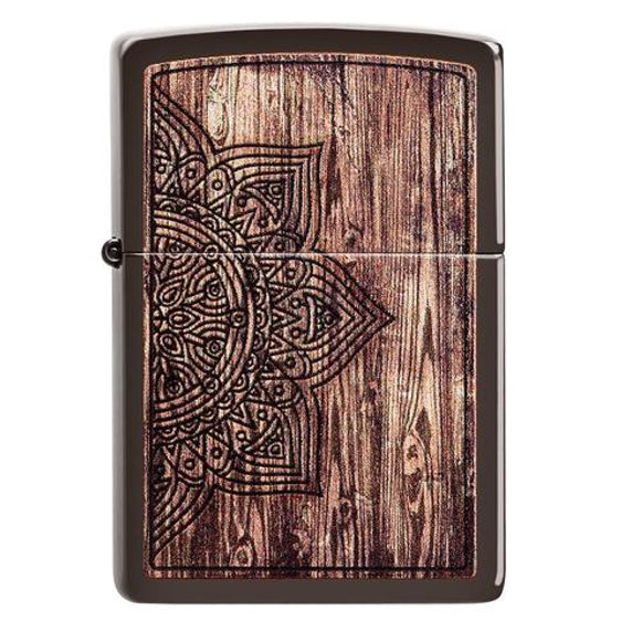 Zippo Lighter - Wood Mandala Design