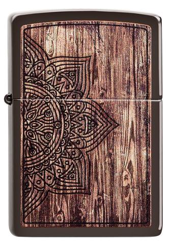 Zippo Lighter - Wood Mandala Design