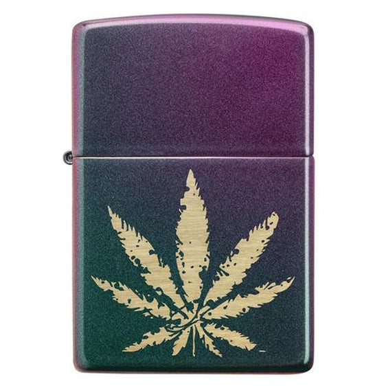 Zippo Lighter - Iridescent Marijuana Leaf