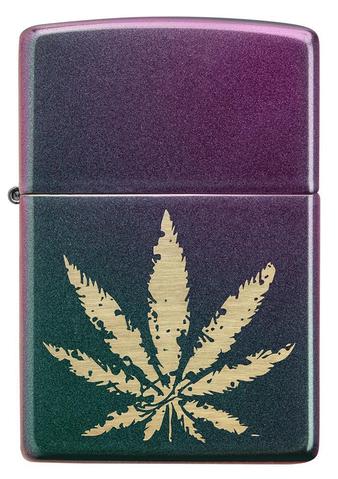 Zippo Lighter - Iridescent Marijuana Leaf
