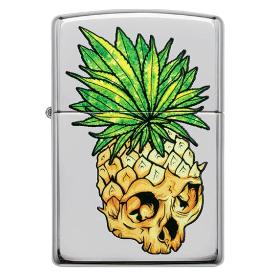 Zippo Lighter - Leaf Skull Pineapple Design