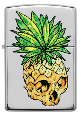 Zippo Lighter - Leaf Skull Pineapple Design