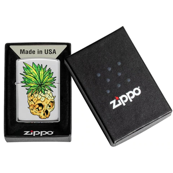 Zippo Lighter - Leaf Skull Pineapple Design