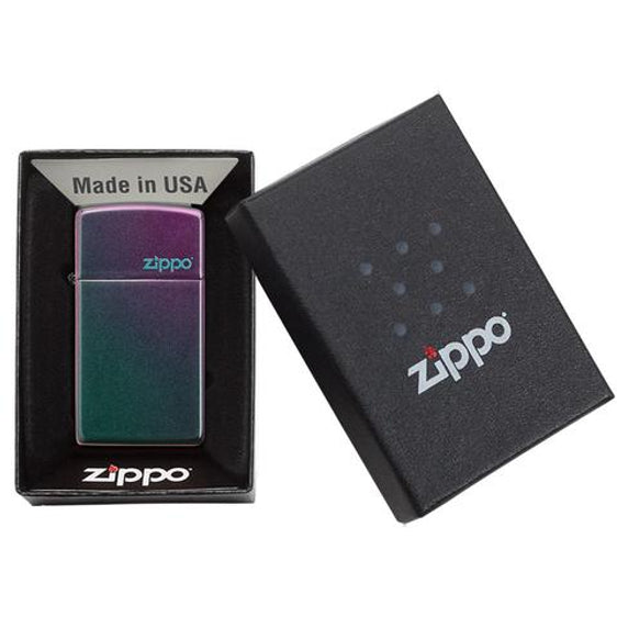 Zippo Lighter - Slim® Iridescent Zippo Logo
