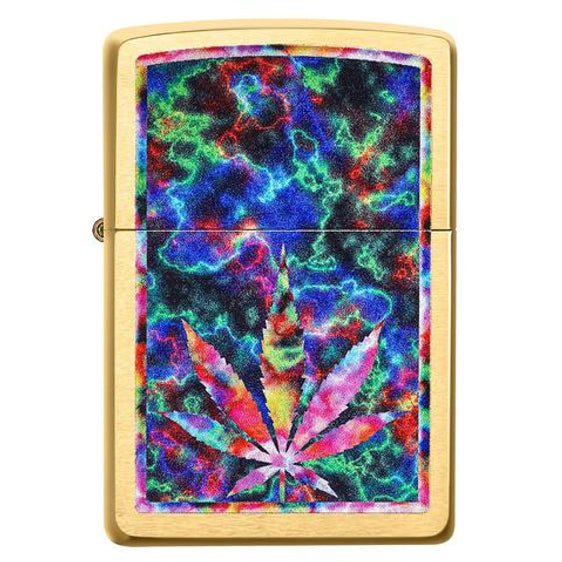 Zippo Lighter - Psychedelic Marijuana Leaf Design