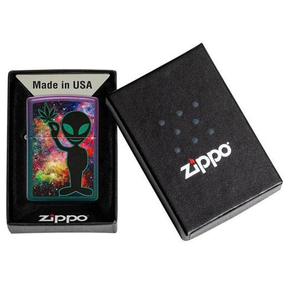 Zippo Lighter - Alien w/ Good Vibes Iridescent Finish