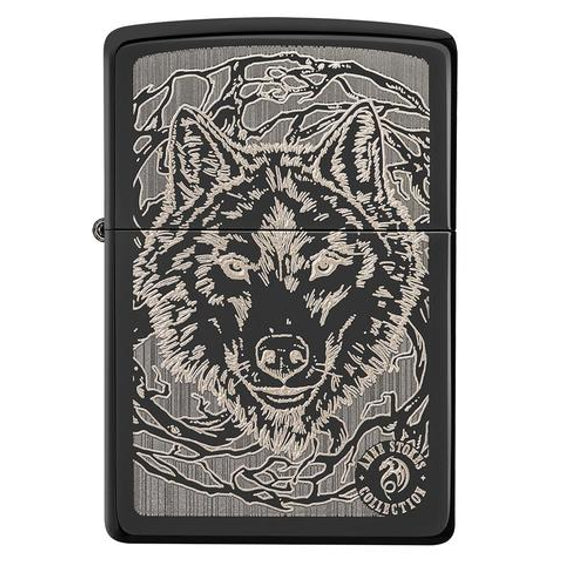 Zippo Lighter - Anne Stokes Wolf Face
