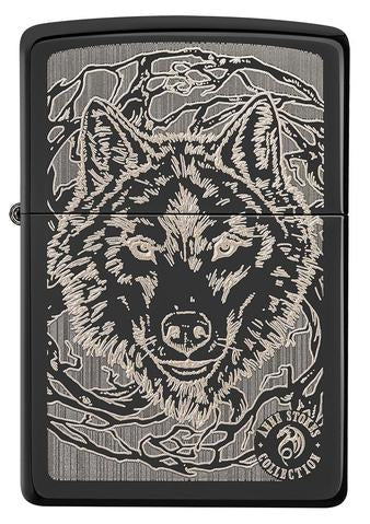 Zippo Lighter - Anne Stokes Wolf Face