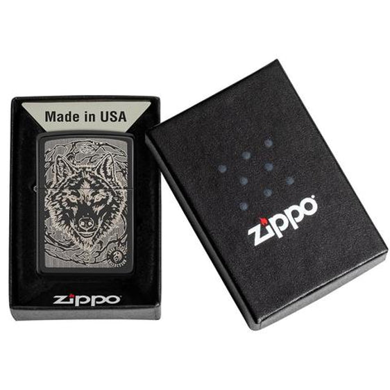 Zippo Lighter - Anne Stokes Wolf Face
