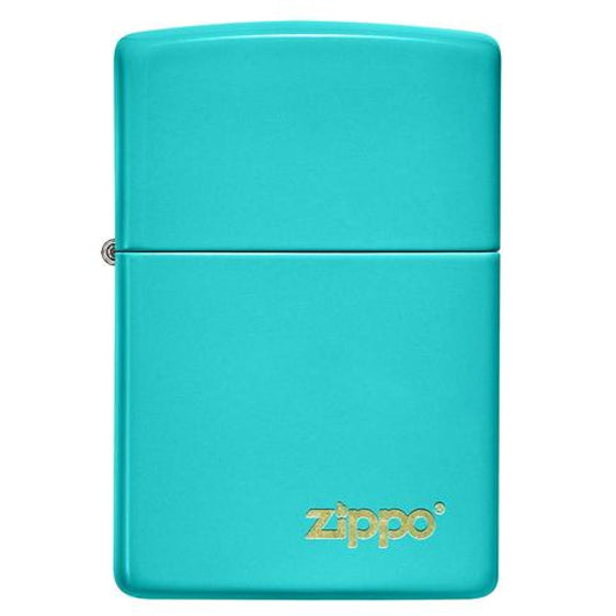 Zippo Lighter - Classic Flat Turquoise w/ Zippo Logo