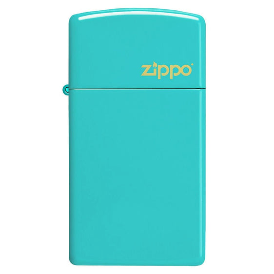 Zippo Lighter - Slim Flat Turquoise w/ Zippo Logo