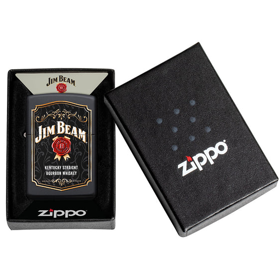 Zippo Lighter - Jim Beam Label on a Black Matte Finish