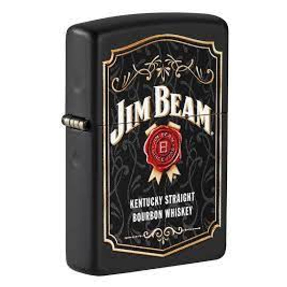 Zippo Lighter - Jim Beam Label on a Black Matte Finish