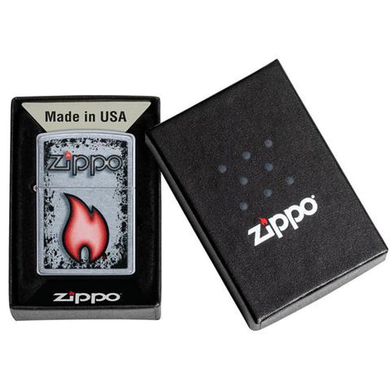 Zippo Lighter - Charcoaled Edged Eternal Flame Design